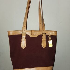 Dooney & Bourke Burgundy and Tan Shoulder Bag